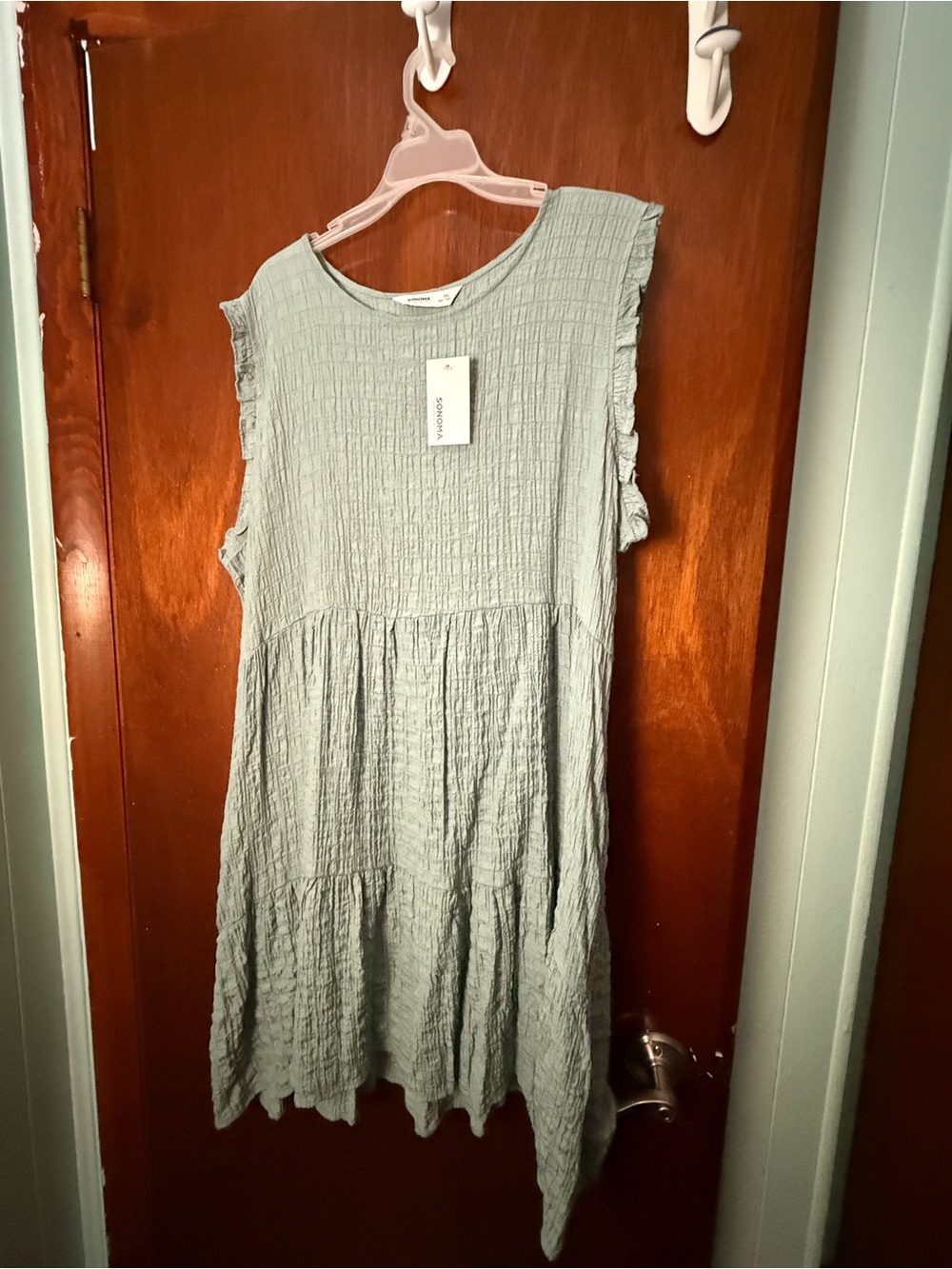 Sonoma women’s XXL Light Green Textured Tiered Sleeveless Dress